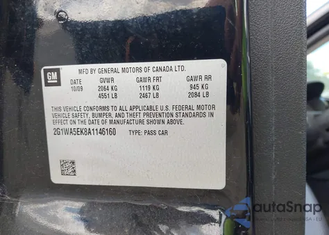 2010 Chevrolet Impala Ls from USA, damaged, VIN 2G1WA5EK8A1146160